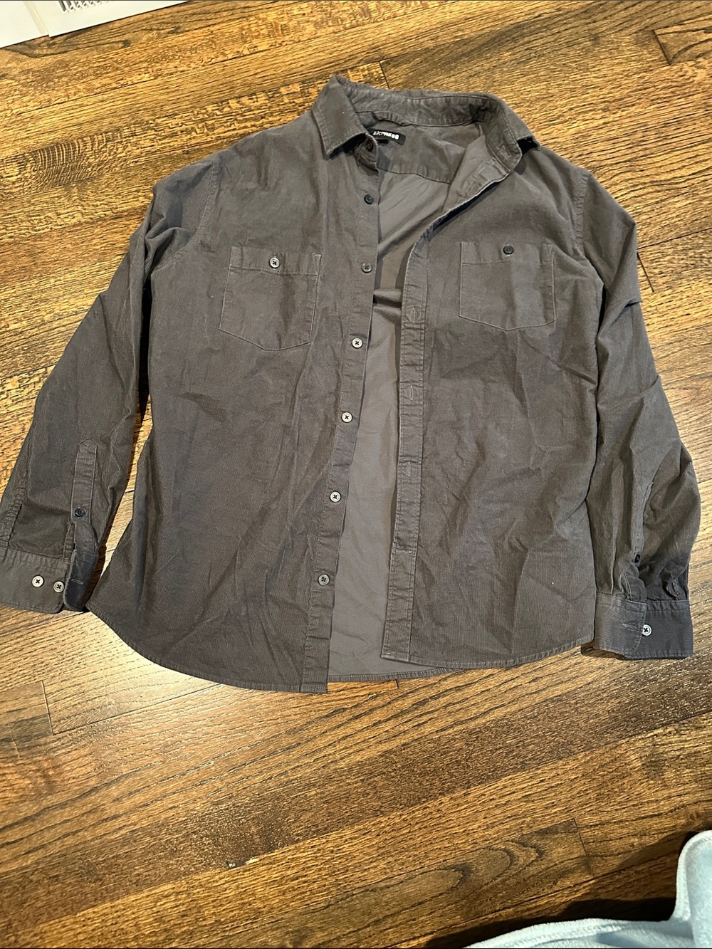 Express Men's Casual Button-Down Shirt in Charcoal Gray